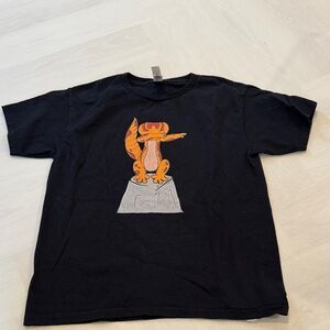 Black Kids Short Sleeve Tee with Orange Leopard Gecko